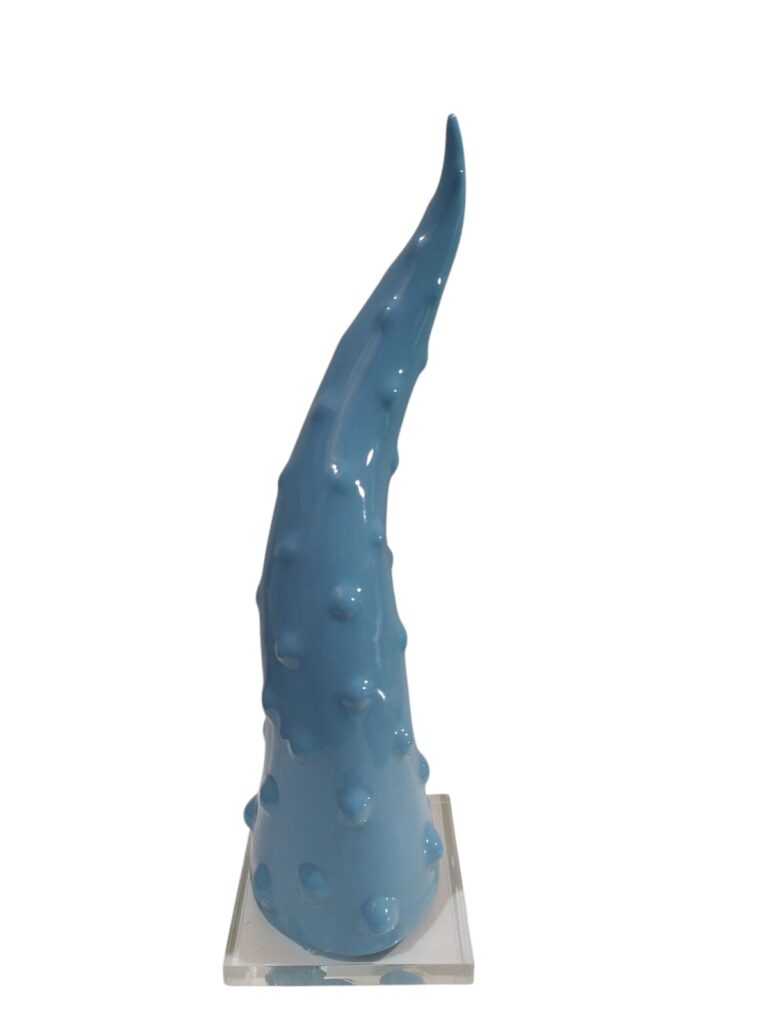 CDAC0207/PL CENTRO D'ARTE CRYSTAL CORNO BORCHIE PORC. 23CM AZZURRO