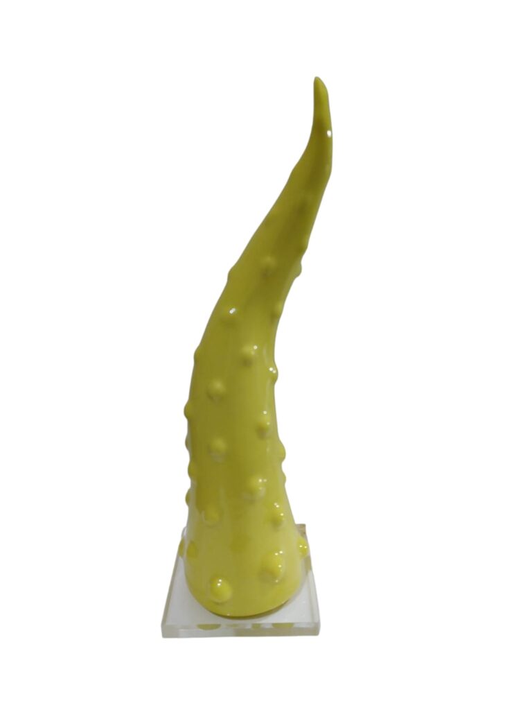CDAC0207/PL CENTRO D'ARTE CRYSTAL CORNO BORCHIE PORC. 23CM GIALLO