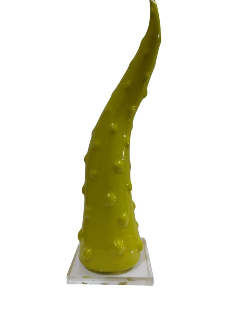 CDAC0207/PL CENTRO D'ARTE CRYSTAL CORNO BORCHIE PORC. 23CM LIME