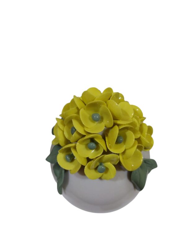 Uovo con decori floreali porcellana 15,5cm giallo - immagine 2