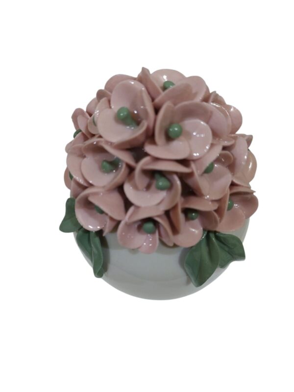 Uovo con decori floreali porcellana 15,5cm rosa - immagine 3