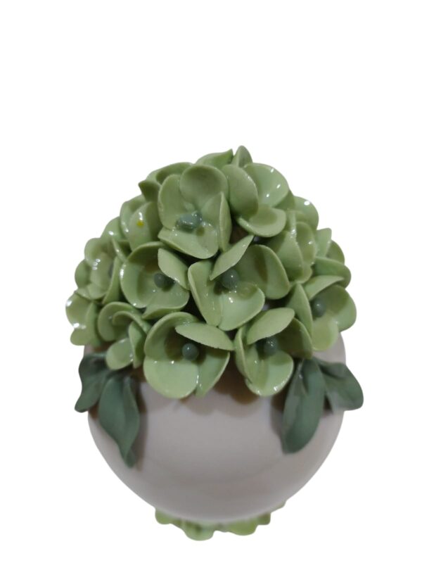 Uovo con decori floreali porcellana 15,5cm verde - immagine 2