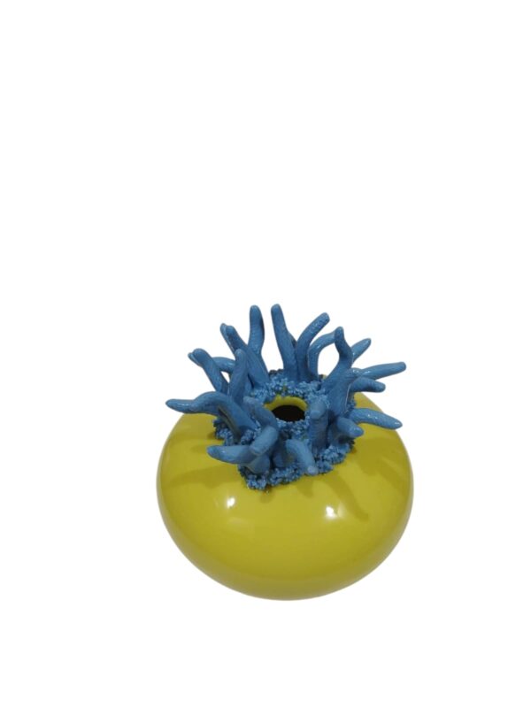 Profumatore tondo coralli porc. 10cm giallo dec. azzurro - immagine 2