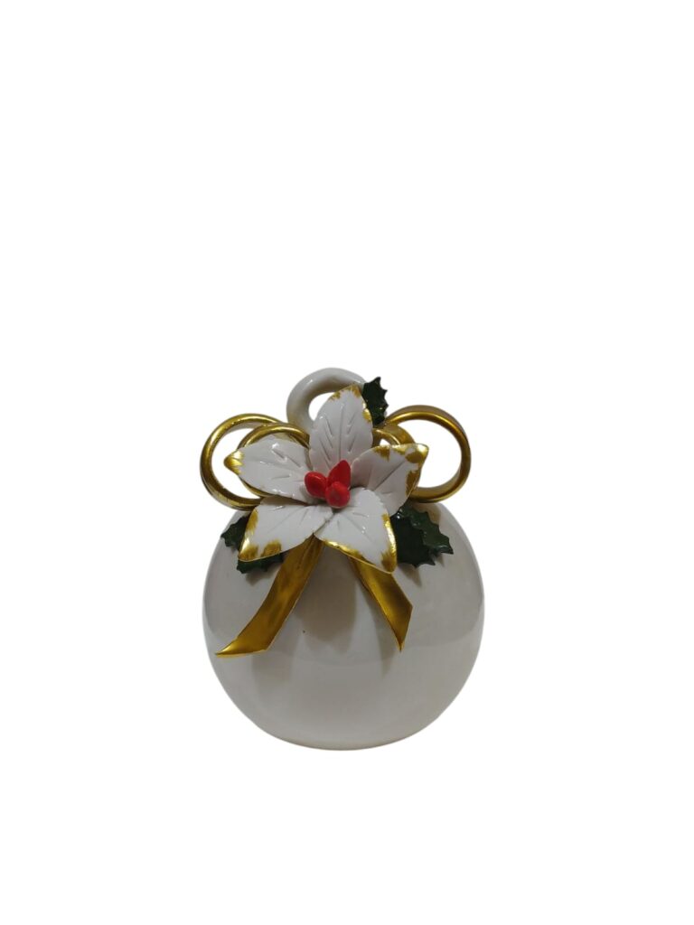 CDAC0822BOVR10 CENTRO D'ARTE CRYSTAL PALLINA STELLA DI NATALE CON FIOCCO PORCELLANA 11CM