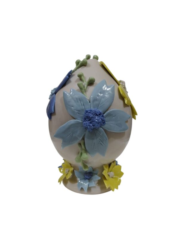 Uovo con decori floreali porc.15cm multicolor - immagine 2