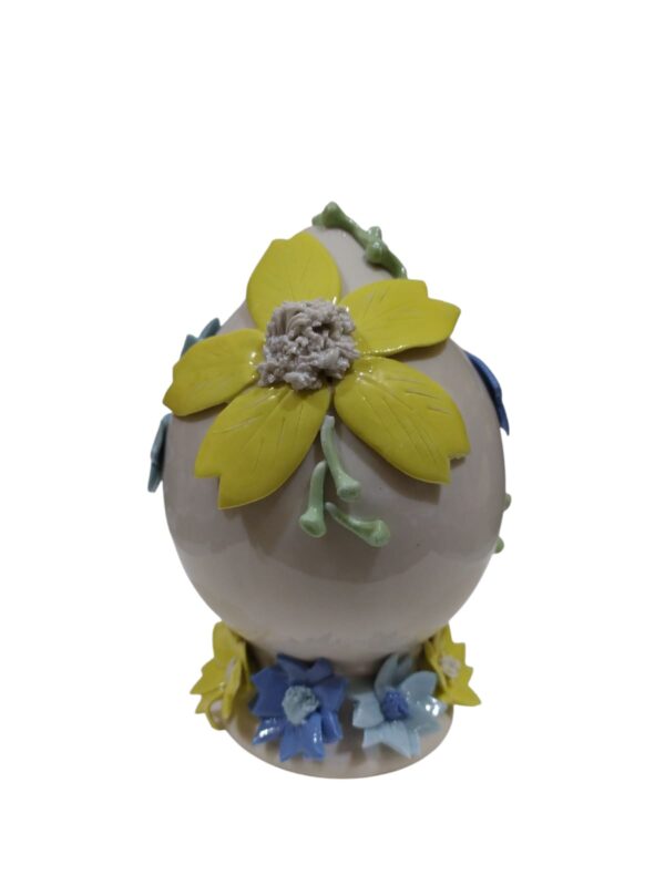 Uovo con decori floreali porc.15cm multicolor - immagine 3