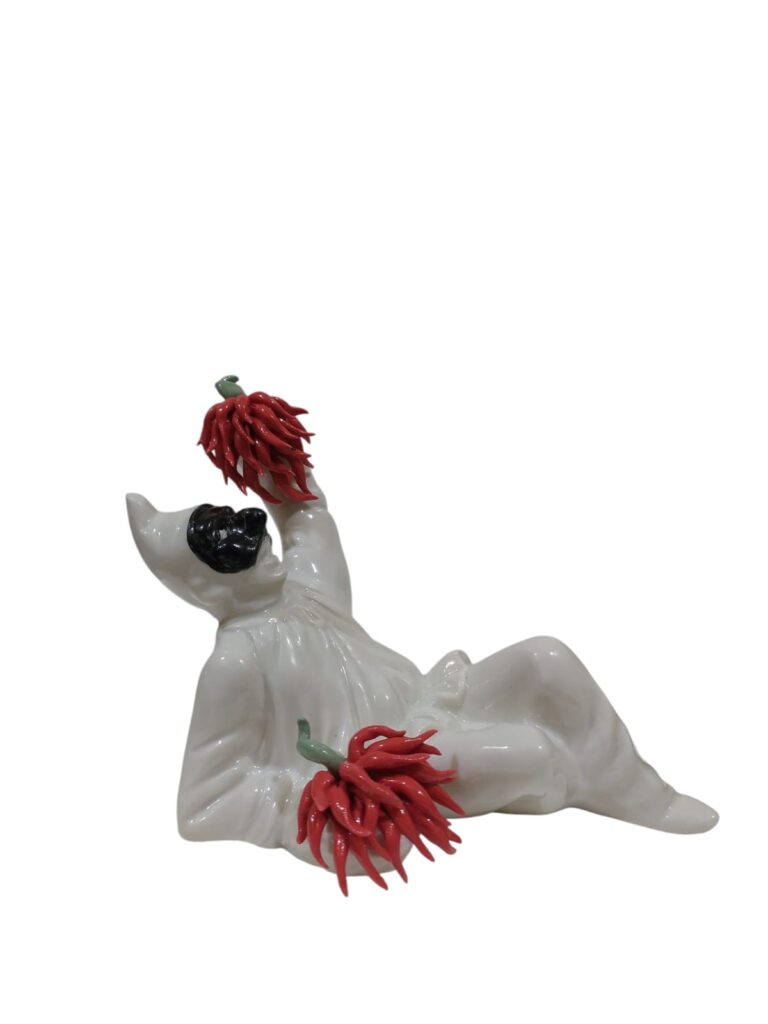CDAC0636 CENTRO D'ARTE CRYSTAL PULCINELLA SDRAIATO PEPERONCINO PORCELLANA 11,5CM