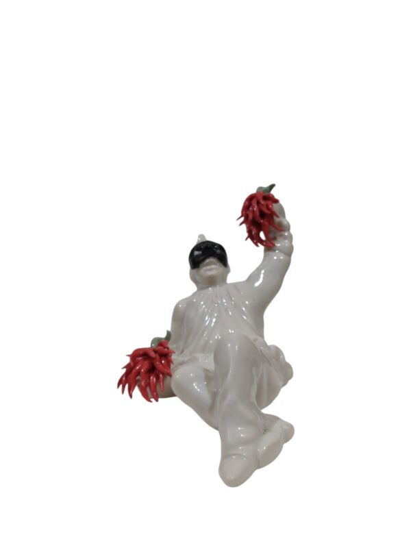 Pulcinella sdraiato peperoncino porcellana 11,5cm - immagine 2