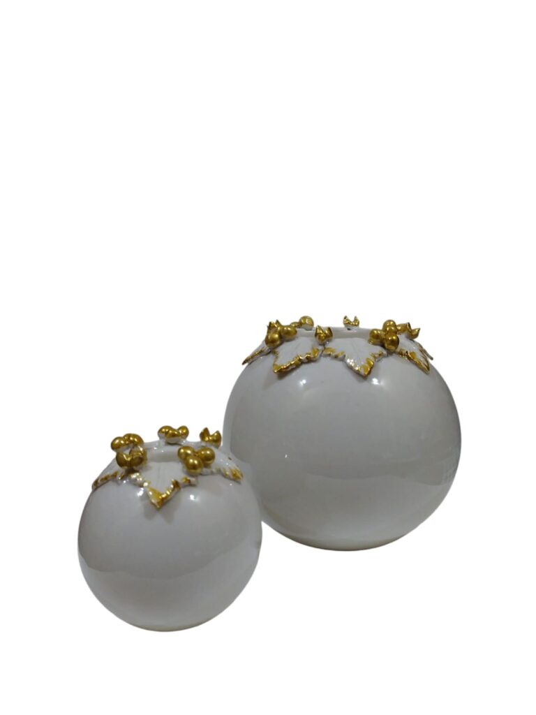 CDAC0821BO CENTRO D'ARTE CRYSTAL SET 2 PORTACANDELA PORCELLANA BIANCO/ORO