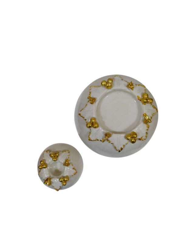 Set 2 portacandela Natale porcellana bianco/oro - immagine 3