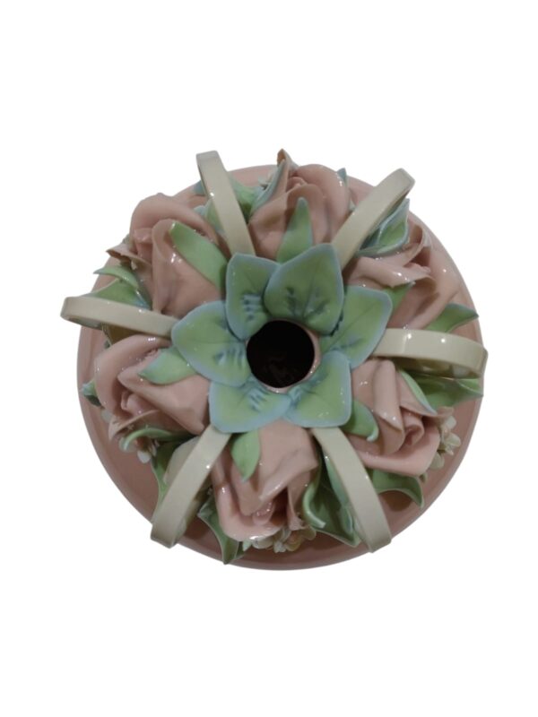 Profumatore con decori floreali porcellana 13cm rosa - immagine 3
