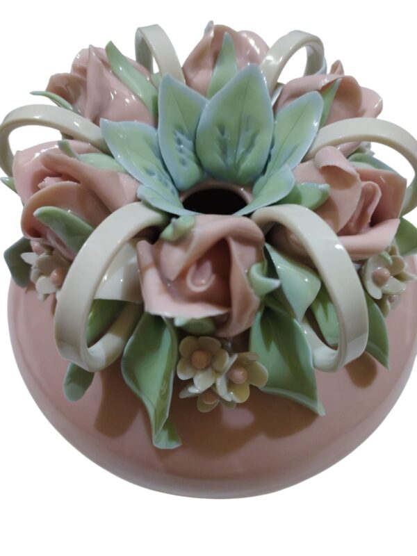 Profumatore con decori floreali porcellana 13cm rosa - immagine 4