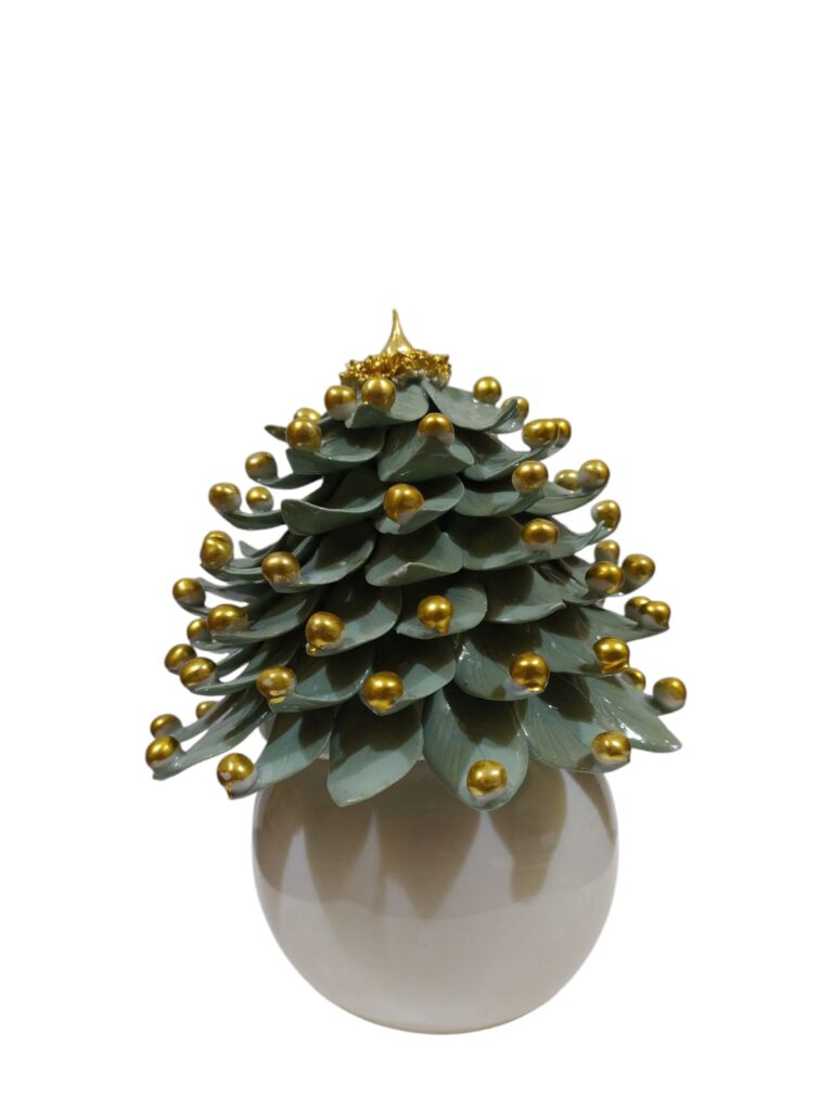 CDACNT25BOV CENTRO D'ARTE CRYSTAL ALBERO DI NATALE 22CM VERDE SFERE ORO