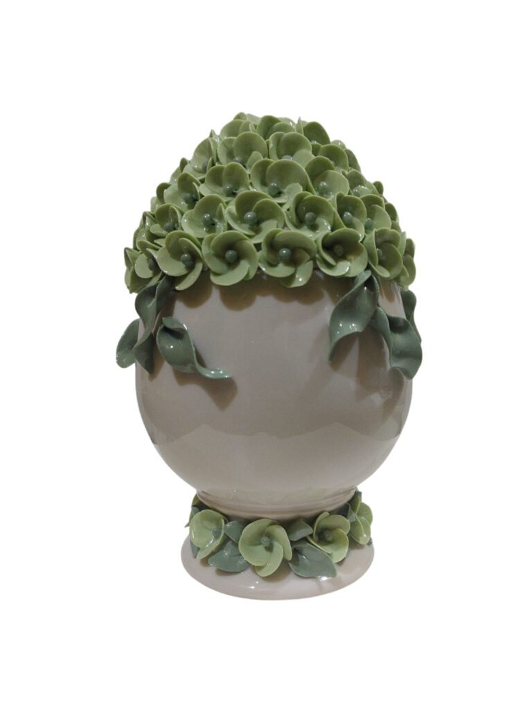 CDACV17/3CV CENTRO D'ARTE CRYSTAL UOVO GRANDE PORCELLANA DECORI FLOREALI 20CM VERDE